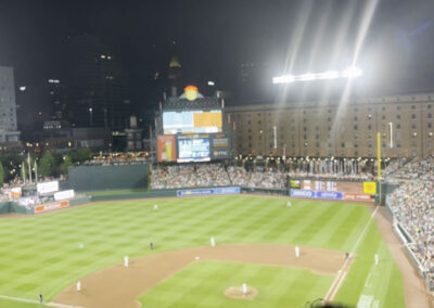 Camden-Yards-Scoreboard, at night